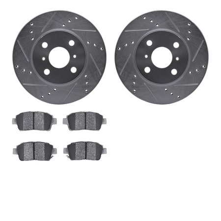 DYNAMIC FRICTION CO 7502-91001, Rotors-Drilled and Slotted-Silver with 5000 Advanced Brake Pads, Zinc Coated 7502-91001